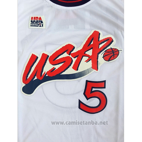 Camiseta USA 1996 Grant Hill #5 Blanco